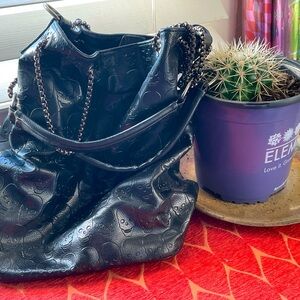 Black leather hobo bag